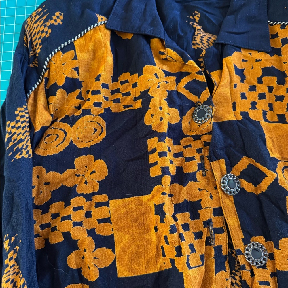 Black And Orange Patterned Button-Up Shacket With… - image 4